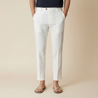 IVORY LINEN CROPPED TROUSER