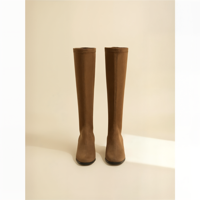 TAN SLIM SUEDE KNEE BOOT