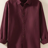 BURGUNDY LINEN RELAXED SHIRT