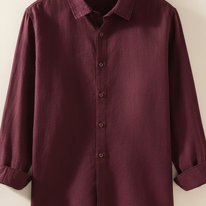 BURGUNDY LINEN RELAXED SHIRT