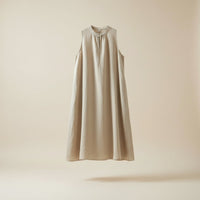 MANDARIN COLLAR LINEN MIDI DRESS