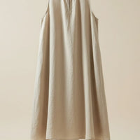 MANDARIN COLLAR LINEN MIDI DRESS