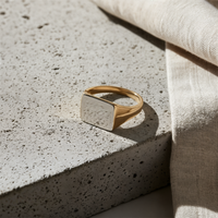 TWO-TONE SIGNET FLAT RING