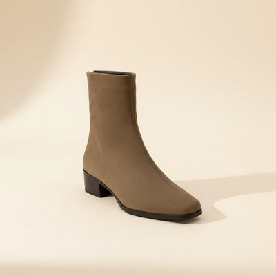 TAUPE SUEDE SQUARE ANKLE BOOT