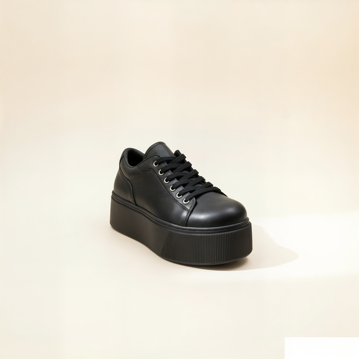 SCULPTED PLATFORM LEATHER SNEAKER