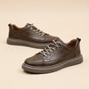 TONAL BROWN LEATHER LOW-TOP