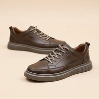 TONAL BROWN LEATHER LOW-TOP