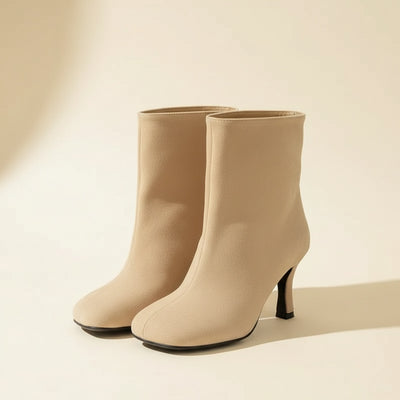 CAMEL SUEDE PLEATED ANKLE BOOT