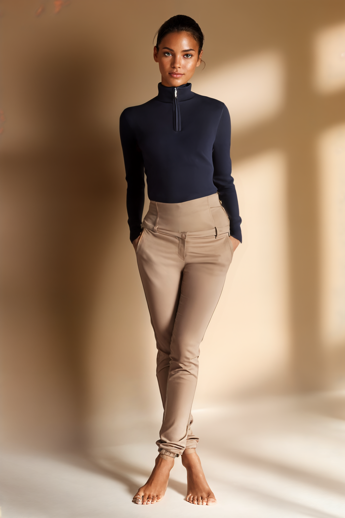 NAVY HALF-ZIP MOCK KNIT