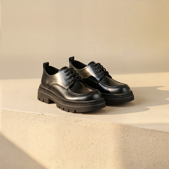 CHUNKY PLATFORM LEATHER DERBY