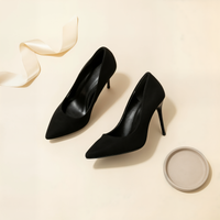 BLACK POINTED SUEDE STILETTO PUMP