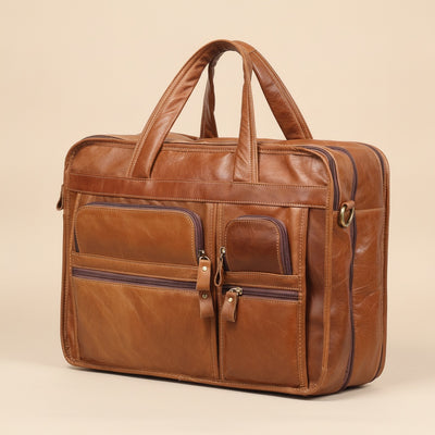 TAN GRAIN LEATHER BRIEFCASE