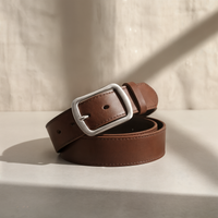 BROWN SILVER-PIN LEATHER BELT