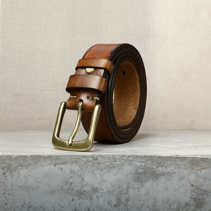 COGNAC ITALIAN LEATHER BELT