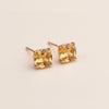 WARM CITRINE CUSHION STUD EARRINGS
