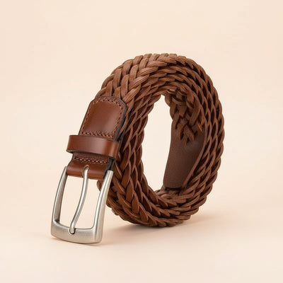 HAND-WOVEN LEATHER PIN BELT