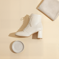 IVORY SQUARE-TOE ANKLE BOOT