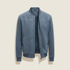 SLATE SUEDE MINIMALIST BOMBER JACKET