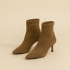 CAMEL POINTED SUEDE STILETTO ANKLE BOOT
