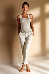 IVORY LINEN CROPPED TROUSER