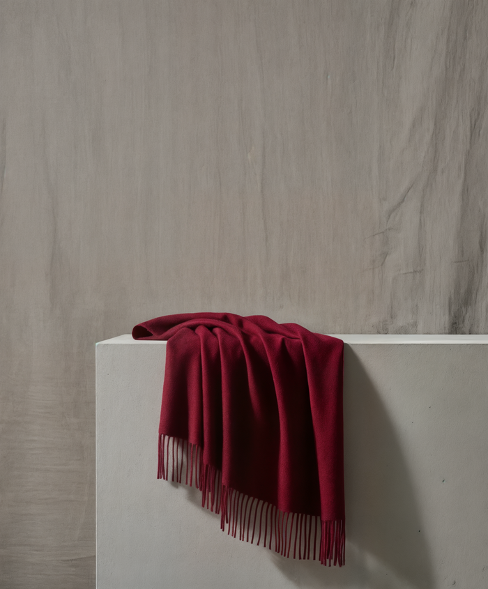 BURGUNDY CASHMERE FRINGE SCARF