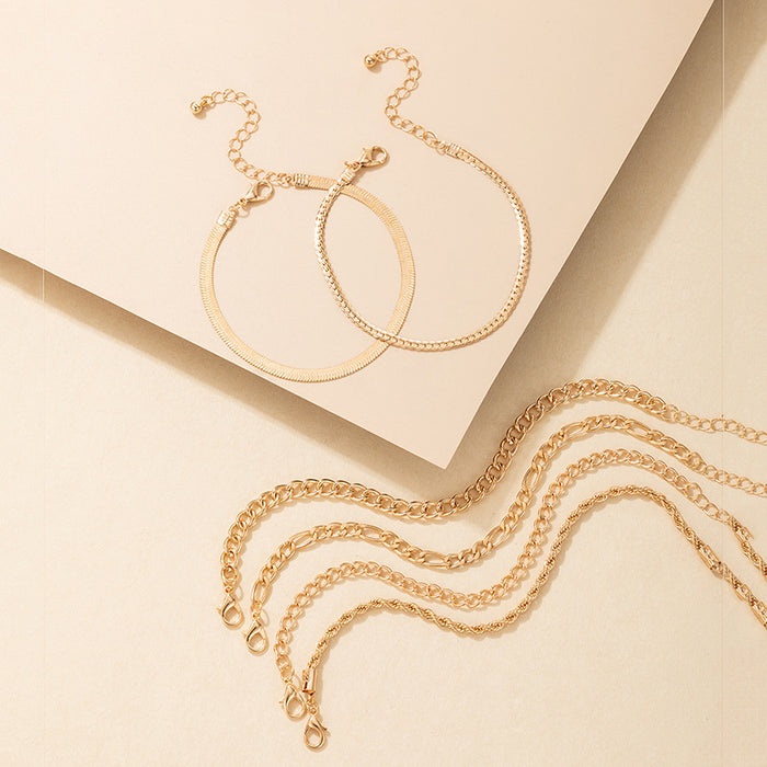 CHAIN GANG STACK — 6-PIECE GOLD BRACELET SET