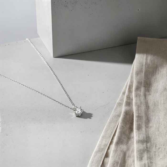 SIX-PRONG SOLITAIRE PENDANT NECKLACE