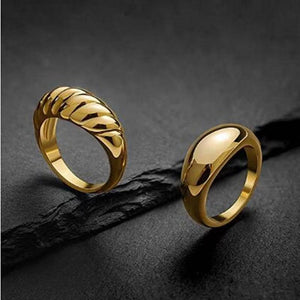 HEAVYWEIGHT GOLD RING — DOME & TWIST DUO