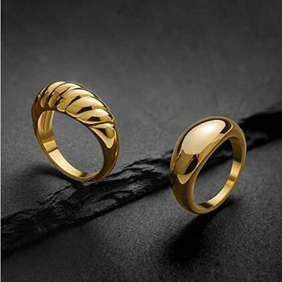 HEAVYWEIGHT GOLD RING — DOME & TWIST DUO