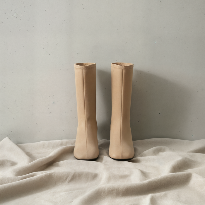 SAND SQUARE-TOE MID-CALF BOOT