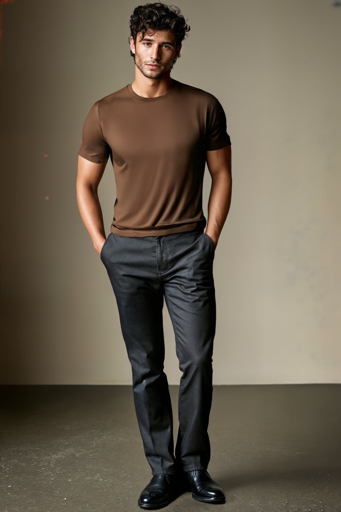 HEAVYWEIGHT CHOCOLATE CREWNECK COTTON TEE