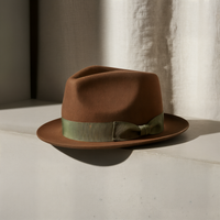CAMEL FELT FEDORA WITH OLIVE BAND