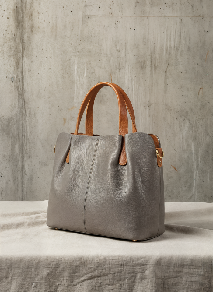 PEBBLED LEATHER TOP-HANDLE TOTE