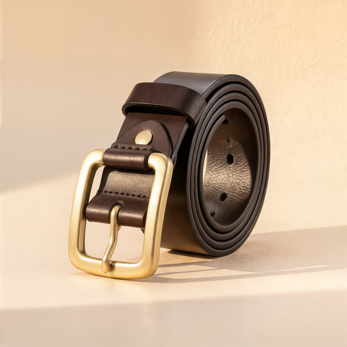 FULL-GRAIN BRASS PIN BELT