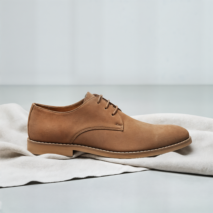 CAMEL SUEDE DERBY SHOE