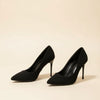 BLACK POINTED SUEDE STILETTO PUMP
