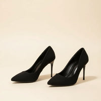 BLACK POINTED SUEDE STILETTO PUMP