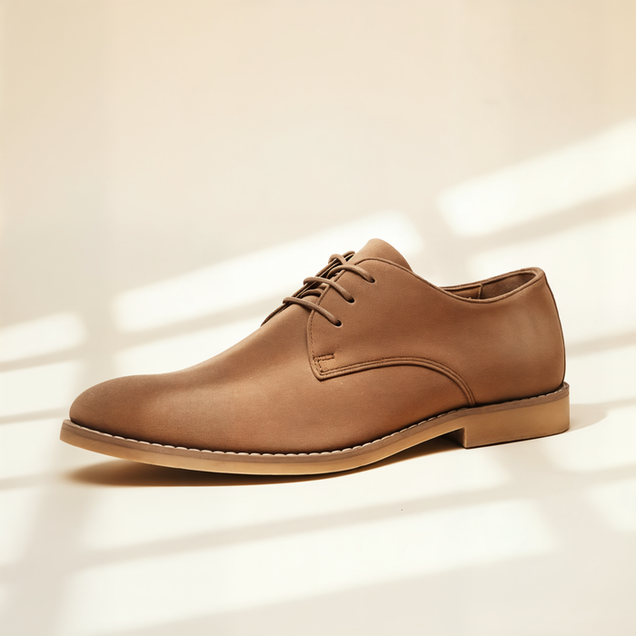 CAMEL SUEDE DERBY SHOE