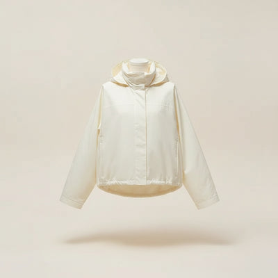 CROPPED COCOON HOODED SHELL JACKET