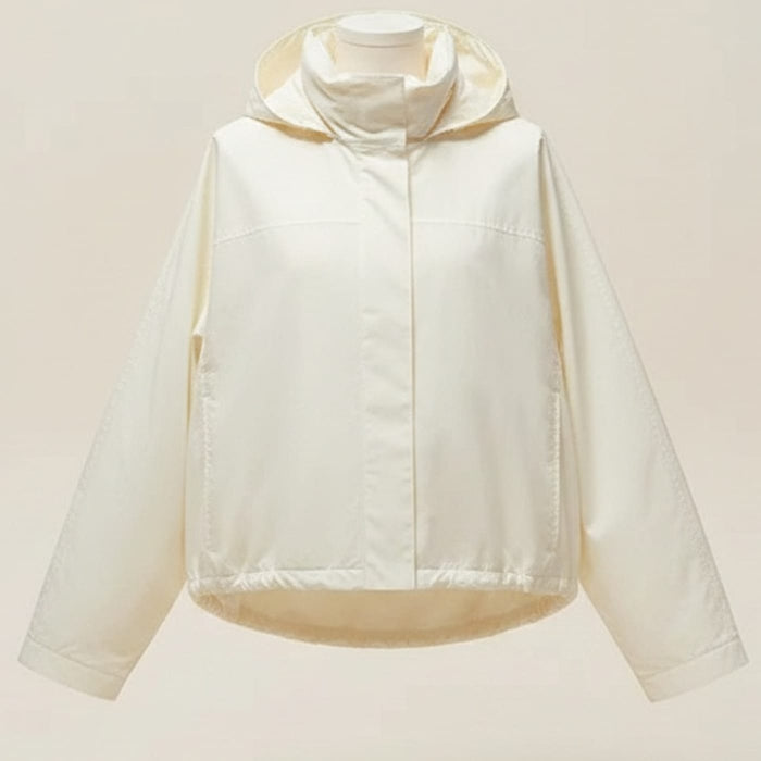 CROPPED COCOON HOODED SHELL JACKET