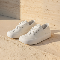 SQUARE TOE LEATHER PLATFORM SNEAKER