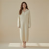 IVORY FUNNEL KNIT MIDI DRESS