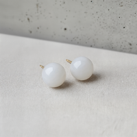 WHITE JADE ORB STUDS