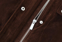 CHOCOLATE SUEDE BOMBER JACKET