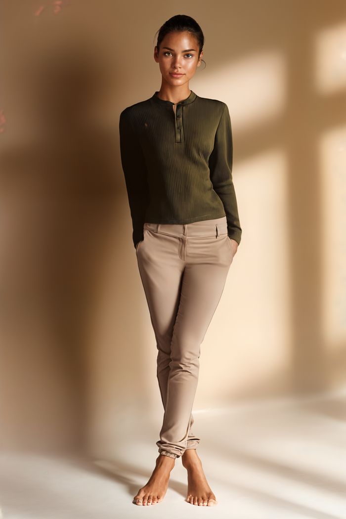 RIBBED CORDUROY HENLEY TOP