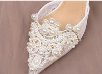 PEARL LACE BRIDAL SLINGBACK HEELS