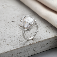 BAROQUE PEARL SCULPTURAL SILVER RING