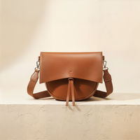 FOLDOVER TAN MESSENGER SHOULDER BAG
