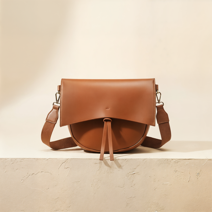 FOLDOVER TAN MESSENGER SHOULDER BAG