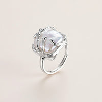 BAROQUE PEARL SCULPTURAL SILVER RING